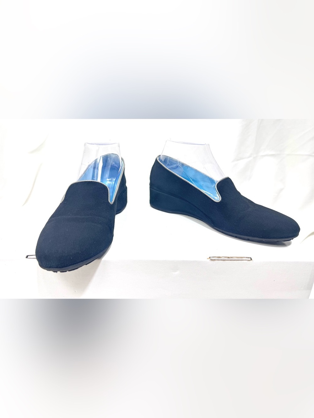 Thierry Rabotin Black Suede Smoking Slipper Wedge Loafers 37